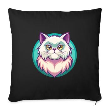 Colorpoint Chat Persan Race Dessin Animé Kawaii Animal - Housse de coussin décorative 45 x 45 cm - noir - Devant