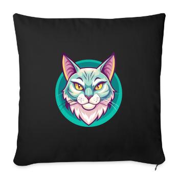 Ägäis Katze Rasse Karikatur Kawaii Tier Haustier - Sofakissenbezug 45 x 45 cm - Schwarz - Vorne