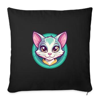 Bambino Katze Rasse Karikatur Kawaii Tier Haustier - Sofakissenbezug 45 x 45 cm - Schwarz - Vorne