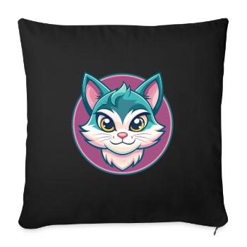 Asian Cat Breed Cartoon Kawaii Animal Pet - Sofa pillowcase 17,3'' x 17,3'' (45 x 45 cm) - black - Front
