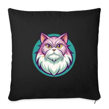 British Longhair Cat Breed Cartoon Kawaii Animal - Sofa pillowcase 17,3'' x 17,3'' (45 x 45 cm) - black - Front