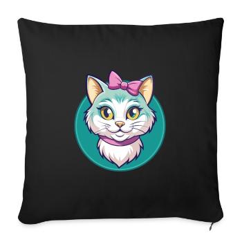 Chantilly Tiffany Cat Breed Cartoon Kawaii Animal - Sofa pillowcase 17,3'' x 17,3'' (45 x 45 cm) - black - Front