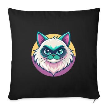 Himalaya-Katzenrasse Karikatur Kawaii Tier Haustier - Sofakissenbezug 45 x 45 cm - Schwarz - Vorne