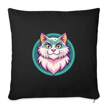 Ragamuffin Chat Race Dessin Animé Kawaii Animal Pet - Housse de coussin décorative 45 x 45 cm - noir - Devant