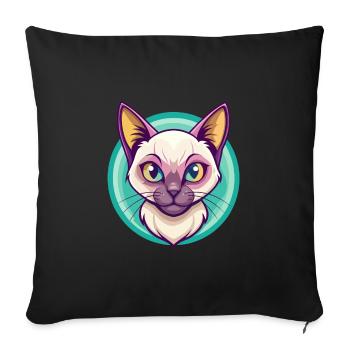 Burmese Cat Breed Cartoon Kawaii Animal Pet - Sofa pillowcase 17,3'' x 17,3'' (45 x 45 cm) - black - Front