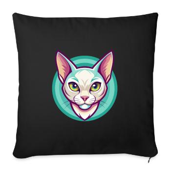 Burmilla Chat Race Dessin Animé Kawaii Animal Pet - Housse de coussin décorative 45 x 45 cm - noir - Devant