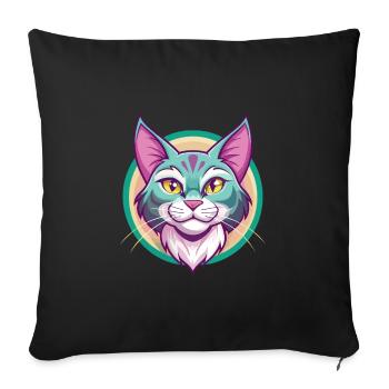 Chat pailleté de Californie Race Dessin animé Kawaii Pet - Housse de coussin décorative 45 x 45 cm - noir - Devant