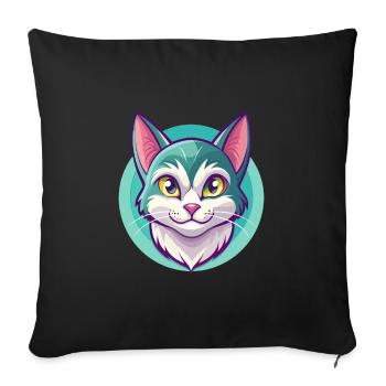 European Shorthair Cat Breed Cartoon Kawaii Animal - Sofa pillowcase 17,3'' x 17,3'' (45 x 45 cm) - black - Front