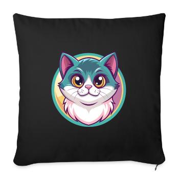 Munchkin Chat Race Dessin Animé Kawaii Animal Pet - Housse de coussin décorative 45 x 45 cm - noir - Devant
