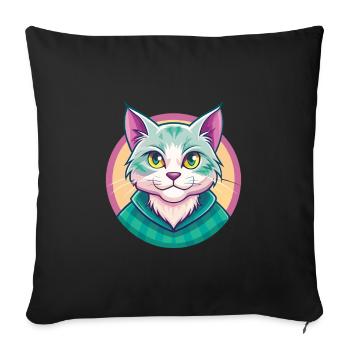 Scottish Straight Cat Breed Cartoon Kawaii Animal - Sofa pillowcase 17,3'' x 17,3'' (45 x 45 cm) - black - Front