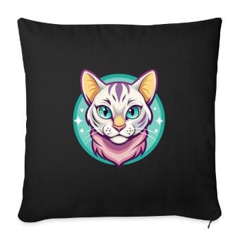 Schnee Bengalen Katze Rasse Karikatur Kawaii Tier Haustier - Sofakissenbezug 45 x 45 cm - Schwarz - Vorne