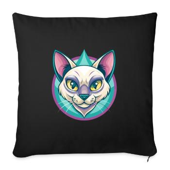 Chat thaïlandais race dessin animé Kawaii Animal Pet - Housse de coussin décorative 45 x 45 cm - noir - Devant