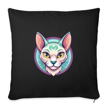 Singapura Chat Race Dessin Animé Kawaii Animal Pet - Housse de coussin décorative 45 x 45 cm - noir - Devant
