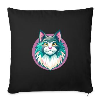 Norwegian Forest Cat Breed Cartoon Kawaii Animal - Sofa pillowcase 17,3'' x 17,3'' (45 x 45 cm) - black - Front