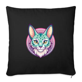 Savannah Chat Race Dessin Animé Kawaii Animal Pet - Housse de coussin décorative 45 x 45 cm - noir - Devant