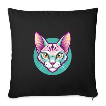 Ocicat Chat Race Dessin Animé Kawaii Animal Animal Pet - Housse de coussin décorative 45 x 45 cm - noir - Devant