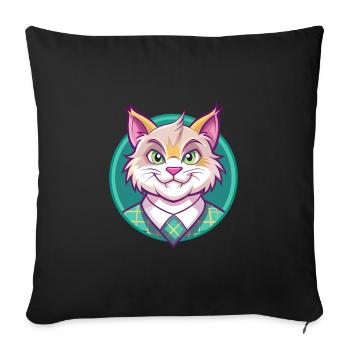 Highlander Katzenrasse Cartoon Kawaii Tier Haustier - Sofakissenbezug 45 x 45 cm - Schwarz - Vorne
