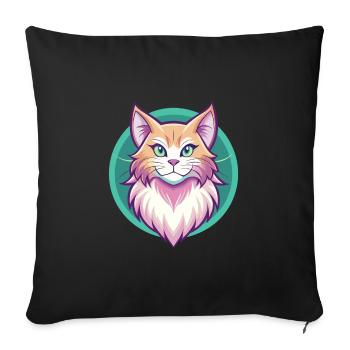 Ginger Longhair Cat Breed Cartoon Kawaii Animal - Sofa pillowcase 17,3'' x 17,3'' (45 x 45 cm) - black - Front