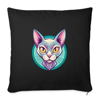 Bombay Chat Race Dessin Animé Kawaii Animal Pet - Housse de coussin décorative 45 x 45 cm - noir - Devant