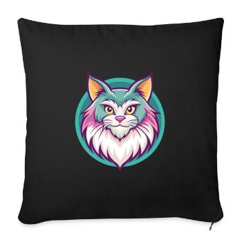 German Longhair Cat Breed Cartoon Kawaii Animal - Sofa pillowcase 17,3'' x 17,3'' (45 x 45 cm) - black - Front
