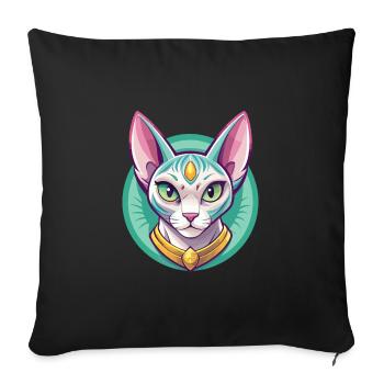 Egyptian Mau Cat Breed Cartoon Kawaii Animal Pet - Sofa pillowcase 17,3'' x 17,3'' (45 x 45 cm) - black - Front