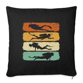 Plongée Rétro Diver Scuba Diver - Housse de coussin décorative 45 x 45 cm - noir - Devant