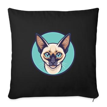 Balinesische Katze Rasse Cartoon Kawaii Tier Haustier - Sofakissenbezug 45 x 45 cm - Schwarz - Vorne