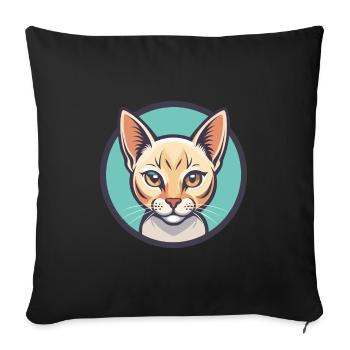 Burmilla Chat Race Dessin Animé Kawaii Animal Pet - Housse de coussin décorative 45 x 45 cm - noir - Devant