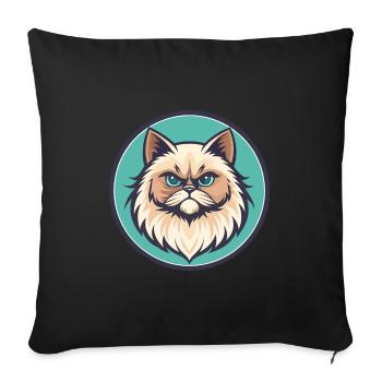 Colorpoint Chat Persan Race Dessin Animé Kawaii Animal - Housse de coussin décorative 45 x 45 cm - noir - Devant