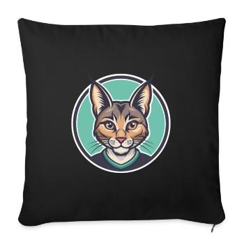 Ägäis Katze Rasse Karikatur Kawaii Tier Haustier - Sofakissenbezug 45 x 45 cm - Schwarz - Vorne