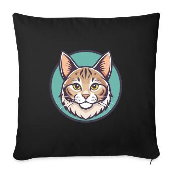 Américain Bobtail Chat Race Dessin Animé Kawaii Animal - Housse de coussin décorative 45 x 45 cm - noir - Devant