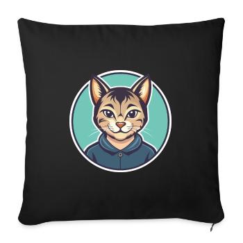 Asian Cat Breed Cartoon Kawaii Animal Pet - Sofa pillowcase 17,3'' x 17,3'' (45 x 45 cm) - black - Front