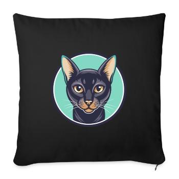 Bombay Chat Race Dessin Animé Kawaii Animal Pet - Housse de coussin décorative 45 x 45 cm - noir - Devant