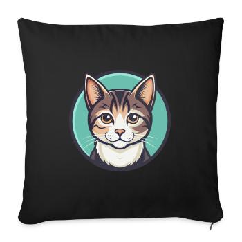 Domestic Cat Breed Cartoon Kawaii Animal Pet - Sofa pillowcase 17,3'' x 17,3'' (45 x 45 cm) - black - Front