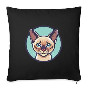Chat Birman Européen Race Dessin Animé Kawaii Animal - Housse de coussin décorative 45 x 45 cm - noir - Devant