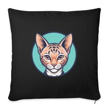 Ocicat Chat Race Dessin Animé Kawaii Animal Animal Pet - Housse de coussin décorative 45 x 45 cm - noir - Devant