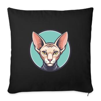 Peterbald Chat Race Dessin Animé Kawaii Animal Pet - Housse de coussin décorative 45 x 45 cm - noir - Devant