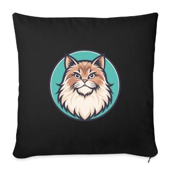 British Longhair Cat Breed Cartoon Kawaii Animal - Sofa pillowcase 17,3'' x 17,3'' (45 x 45 cm) - black - Front