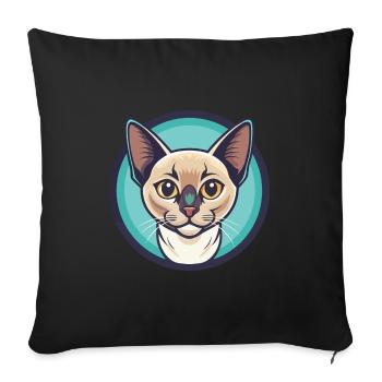 Burmese Cat Breed Cartoon Kawaii Animal Pet - Sofa pillowcase 17,3'' x 17,3'' (45 x 45 cm) - black - Front