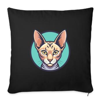 Egyptian Mau Cat Breed Cartoon Kawaii Animal Pet - Sofa pillowcase 17,3'' x 17,3'' (45 x 45 cm) - black - Front