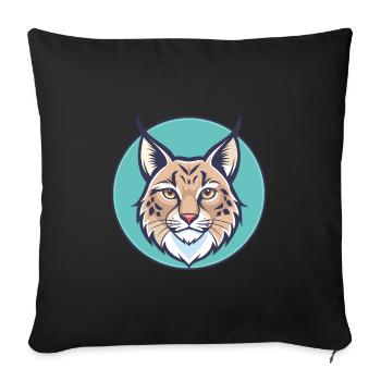 Lynx eurasien Chat race Dessin animé Kawaii Animal Animal Pet - Housse de coussin décorative 45 x 45 cm - noir - Devant