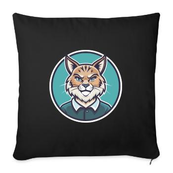 Highlander Katzenrasse Cartoon Kawaii Tier Haustier - Sofakissenbezug 45 x 45 cm - Schwarz - Vorne