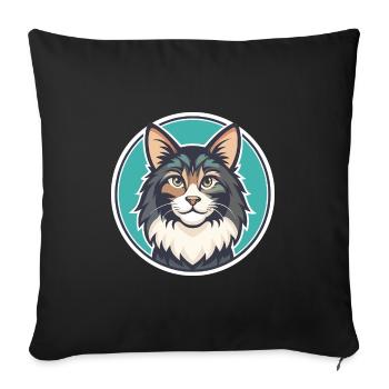 Norwegian Forest Cat Breed Cartoon Kawaii Animal - Sofa pillowcase 17,3'' x 17,3'' (45 x 45 cm) - black - Front