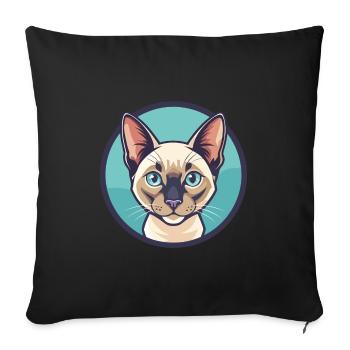 Chat tonkinois race dessin animé Kawaii animal de compagnie - Housse de coussin décorative 45 x 45 cm - noir - Devant