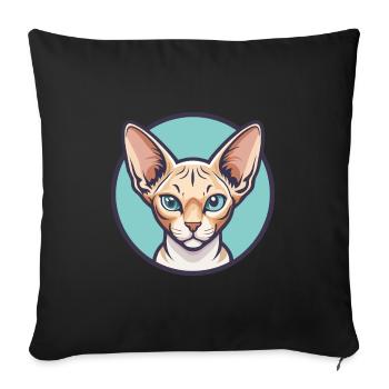 Devon Rex Cat Breed Cartoon Kawaii Animal Pet - Sofa pillowcase 17,3'' x 17,3'' (45 x 45 cm) - black - Front
