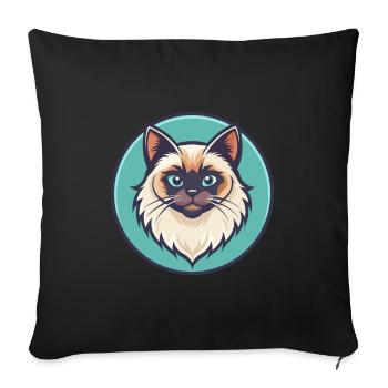 Himalaya-Katzenrasse Karikatur Kawaii Tier Haustier - Sofakissenbezug 45 x 45 cm - Schwarz - Vorne