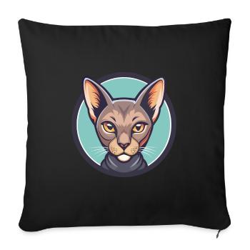 Korat Chat Race Dessin Animé Kawaii Animal Pet - Housse de coussin décorative 45 x 45 cm - noir - Devant