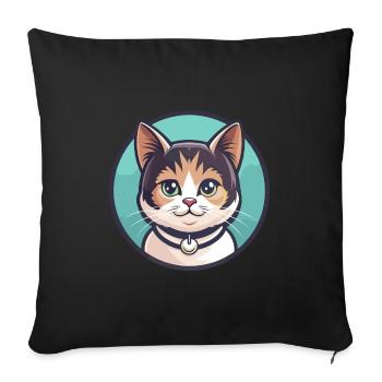 Munchkin Chat Race Dessin Animé Kawaii Animal Pet - Housse de coussin décorative 45 x 45 cm - noir - Devant