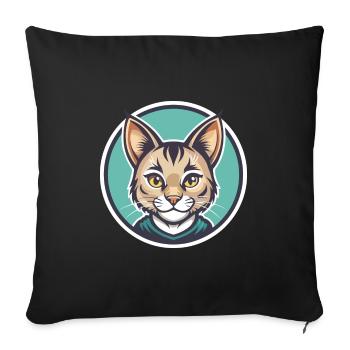 Pixie Bob Katze Rasse Cartoon Kawaii Tier Haustier - Sofakissenbezug 45 x 45 cm - Schwarz - Vorne