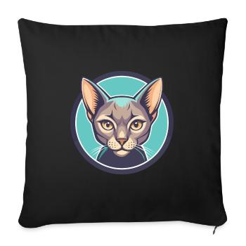 Chat bleu russe race dessin animé Kawaii animal de compagnie - Housse de coussin décorative 45 x 45 cm - noir - Devant